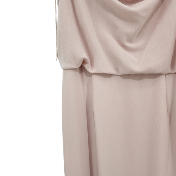 Adrianna Papell Women's Blush Ribbon Shoulder Cowl Neck Formal Maxi Dress Sz 10 - Picture 3 of 12